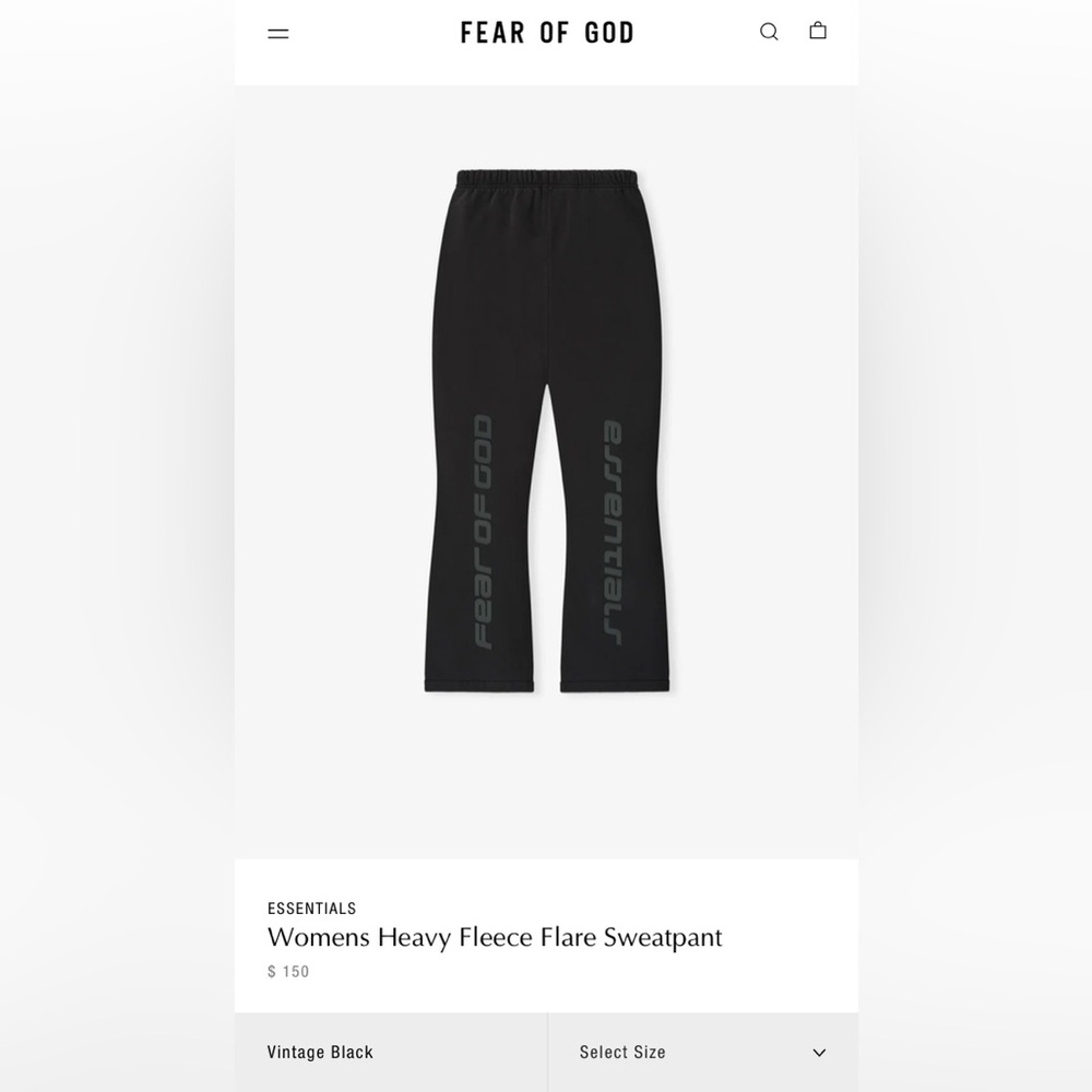 Fear of God Essentials Black Sweats